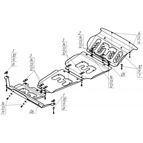 Защита Картера двигателя, КПП, Радиатора, Раздаточной коробки MOTODOR для Jac T8 2019-, Сталь 2 мм - Арт. 78303